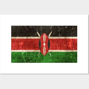 Vintage Aged and Scratched Kenyan Flag Posters and Art